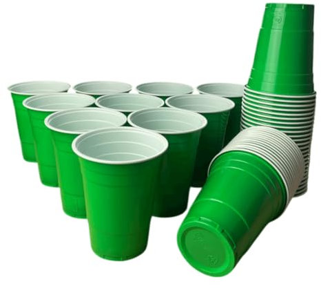 wildvival 50x Grüne Party-Becher – Robuste Plastikbecher für jeden Anlass – 16 oz (473 ml) – Ideal für Partys, Picknicks und mehr