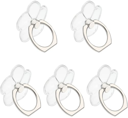 Roellgs Transparent Cell Phone Ring Holder, Clear Phone Ring Stand, Clear Cell Phone Ring Grip Kickstand, Universal Ring Buckle Grip Stand, Round, for Various Mobile Phones (Transparent)