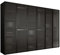 3E 3xE living.com Kleiderschrank, Graphitschwarz/klares Glas, 3 x 100 x 200 x 51 cm
