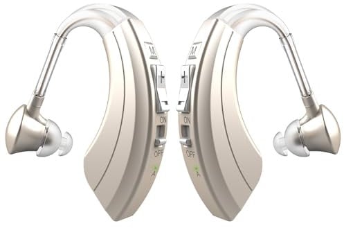 HIBRIQ Rechargeable Sound Devices for Seniors with Noise Cancelling and Volume Adjustable, BTE Comfort Design Hearing Device