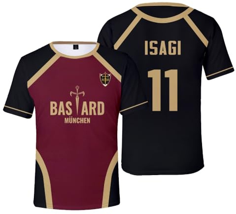 Seishiro Nagi T-Shirt Anime Isagi Yoichi Cosplay Shirt Fußball-Uniform Rundhals-Sportshirt Manga-Stil Sport-Top für Damen und Herren