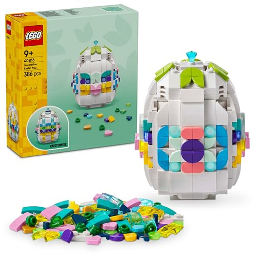 LEGO Verziertes Osterei - Mit bunten Elementen, goldenem Herz & Edelstein - Kreative Kinderzimmer Deko - DIY Set zum Bauen und Sammeln - Geschenk für Mädchen & Jungen ab 9 Jahren - 40816
