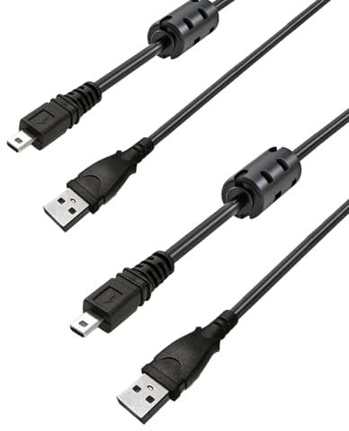 Mini Usb Cable 2PCS Digital Camera Charger (With magnetic ring shield)for Fujifilm Finepix Sony Cybershot DSC H300 DSC W370... Nikon Coolpix S3000 S3100 S3200..., for Cameras Image Transfer &Charging