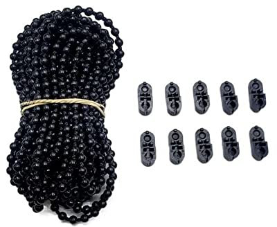 Cuerda de cadena de cuentas enrollables de plástico negro para persianas enrollables, piezas de reparación para persianas verticales, persianas romanas de 10 metros