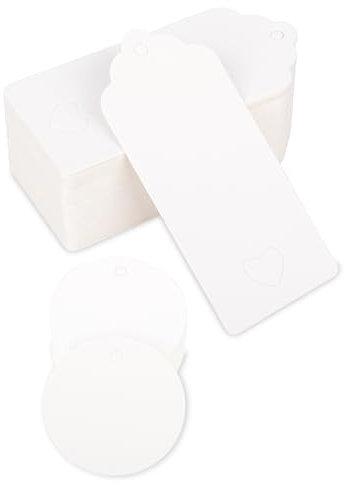 Weiße Geschenkanhänger mit Schnur, 200 Stück, runde Geschenkanhänger, Kraftpapier, blanko, zum Aufhängen, für Geschenktüten und Bastelprojekte