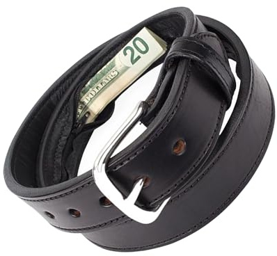 Bomefoi Leather Money Belt for Travel - Secret Hiding Money Storage Belt - Secure Storage Cash Diversion Safe for Dad Men Father Grandfather Son Boyfriend Husband