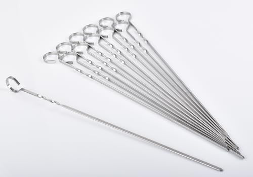 HONSHEN Flat Stainless Skewers,13.75 inch Long Barbecue needle,BBQ,Shish Kebab Kabob Grill Skewers 12 pcs (13.75 INCH Flat BBQ 12P)