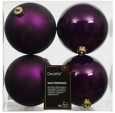 Weihnachtskugeln Kunststoff 10cm 4 Stück - klassisch & bruchsicher - Christbaumkugeln Weihnachtsbaumkugeln für Weihnachten - Christbaumschmuck & Weihnachtsbaumschmuck - Feige