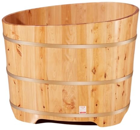 PP-Vic Japanische Badewanne Handgefertigt, 35,4 Zoll Große Kleine Badezimmerwanne Aus Holz, Tiefe Badewanne Spart Platz Und Ist Leicht Zu Bewegen, Geeignet Für Home-Spa Und Badezimmerrenovierung