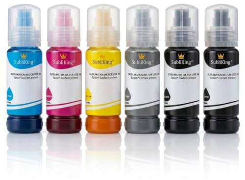 Subliking® Sublimationstinte für Ecotank Epson® ET-8550 ET-8500 Eco Tank Drucker, 6x70ml (BK, PB, C, M, Y, GY), für T-Shirt- Becher- Tassen- Transferdruck, Sublimationsdruck