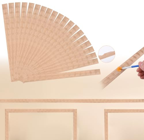 MOROBOR Dekorative Verzierungen aus Holz, 24 Stück, unfertig, 3D, DIY, zum Bemalen, Zierleisten in Blockform, geschnitzt, Holzmaserung, Wandverkleidung für Dekoration zu Hause, Schrank, Regal