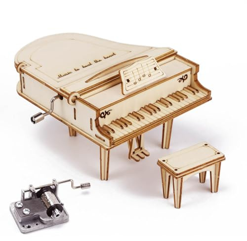 3D Holzpuzzle für Erwachsene, Aartner Piano DIY Spieluhr Holz Modellbausätze, 3D Puzzle Holz Holzbauset, Jigsaw Construction Craft Hobby Set für Wohnzimmer Schlafzimmer Schreibtisch Regal Zuhause