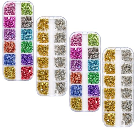 Nail Art Studs 12-grid Box Metal 4 Boxes for Manicure