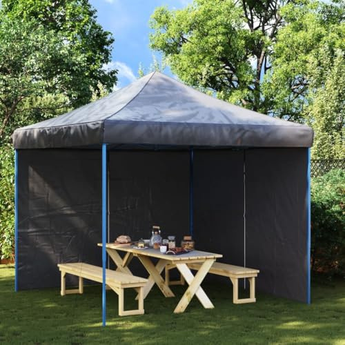 Partyzelt-Seitenwände 2 Stück mit Reißverschluss PE Anthrazit, Wasserabweisende Zeltplanen für Gartenfest und Veranstaltung, inklusive Klettverschlüsse zur einfachen Montage