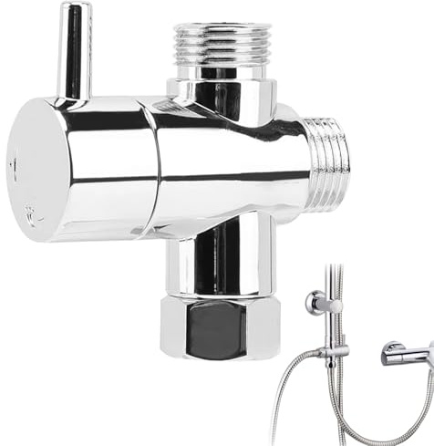 Vanne 3 Voies en Laiton Vanne d'inverseur à 3 voies, 3 Voies En Laiton | Chromé G1/2, Robinet WC 3 Voies Douchette WC Double Pommeau De Douche Distr, Pour Salle De, Entrée Mâle G1/2 Et Deux Sorties