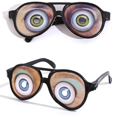 WINXMIN 2 Paar Geschenk Neuheit Brille – lustige Brille,Lustige Brille,kreative männliche lustige Augen Brille, Streich Augen Verkleidung Brille, Party Requisiten, Trickspielzeug (Zufallsstil)
