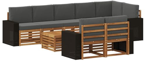 vidaXL Sofagarnituren Massivholz Akazie, Garten-Sofa, modulares Ecksofa, modernes Outdoor-Möbel, Loungeset, Akazien-Couch in Braun