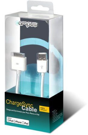 Campus CB-CH-IP-W - Cavo di Ricarica e Sincronizzazione per iPhone 4/4S, 1 m, colore: Bianco