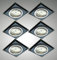 Trango 6er Set 6736S-06MOSD *BLACK CRYSTAL* LED Deckenstrahler aus schwarzem handgeschliffenem Glas & Alu inkl. 6x 3-Stufen dimmbar Ultra Flach LED Modul, 3000K warmweiß, Einbauleuchte, Deckenleuchte