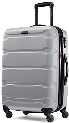 Samsonite Omni PC Hardside Erweiterbares Gepäck, Silber, Checked-Medium 24-Inch, Omni PC Hartschalengepäck erweiterbar mit Spinnrollen