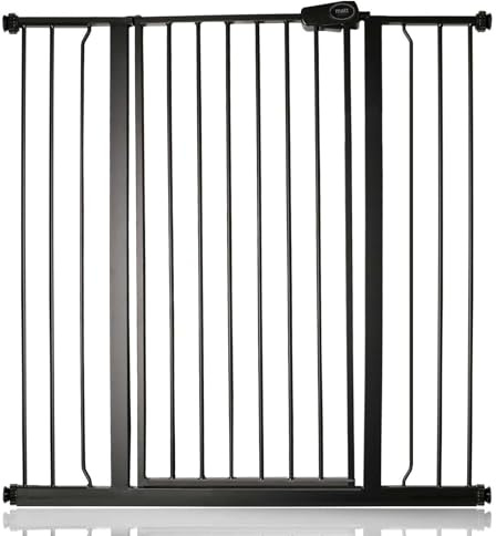 Safetots Extra Tall Metal Safety Gate - Pressure Fit, 94.3cm-101.9cm, Matt Black, 104cm Height - Easy Installation for Stairs