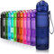 ZOUNICH Trinkflasche Sport BPA frei Kunststoff Sporttrinkflaschen für Kinder Schule, Joggen, Fahrrad, öffnen mit Einer Hand Trinkflaschen Filter, Dunkelblau, 17oz/500ml