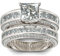 Jeulia Damen Sterling Silber Ringe Set Prinzess-Schliff 4-Prong Diamant Ringe Set Schmuck für Braut Hochzeit Band Verlobungsring Trauring Ehering (Sterling Silber, 51 (16.1))