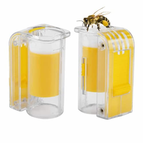 2 stücke Tragbare Bienenkönigin Kennzeichnung Catcher Kunststoff Einhand Marker Flasche Plunger Plüsch Imker Werkzeug Gelb