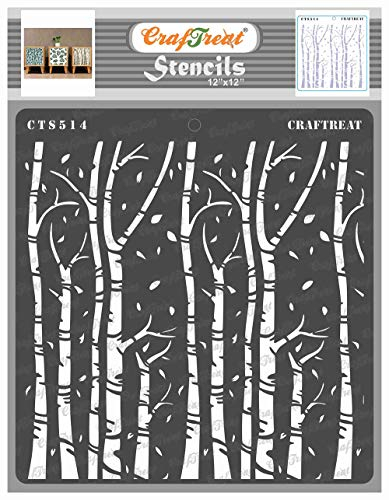 CrafTreat Wandmuster-Schablonen zum Malen auf Holz, Wand, Fliesen, Leinwand, Papier, Stoff und Boden, Herbstbäume Schablone, 30,5 x cm, wiederverwendbare DIY Kunst Handwerk Schablonen Muster