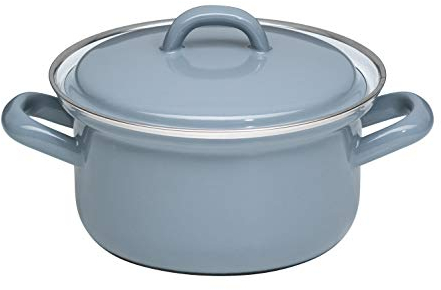 Generisch Riess 0127-065 - Cazuela Pequeña Tartera con Tapa (14 cm, 0,75 L, acero esmaltado, 0,728 kg, 14 cm de diámetro, 0,75 litros, 20,3 x 15,9 x 11,5 cm), color gris