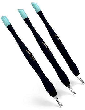 IVON 3 Pack Cuticle Trimmer Pusher Remover, Rubber Tip Gentle on Nail Bed