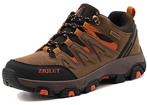 Unitysow Men's Trekking Hiking Shoes Waterproof Walking Shoes Trainers Outdoor Lightweight Camping Climbing Shoes Sneaker,Brown,8 UK