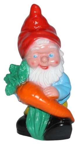 OMÜ Otto Müller Gartenzwerg Figur Zwerg mit Karotte H 26 cm stehend Gartenfigur aus Kunststoff