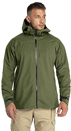 33,000ft Herren Regenjacke Leichte Softshelljacke Wasserdichte Winddichte Outdoorjacken Atmungsaktive Wanderjacke Funktionsjacke für Trekking Wandern Camping, Grün XL