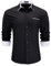 HISDERN Herren Businesshemd Freizeithemden Schwarz Hemd Klassisch Baumwolle Langarm Doppelkragen Hemden Für Männer Regular Fit 2XL