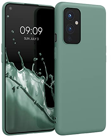 kwmobile Hülle kompatibel mit OnePlus 9 (EU/NA Version) Hülle - weiches TPU Silikon Case - Cover geeignet für kabelloses Laden - Tannengrün