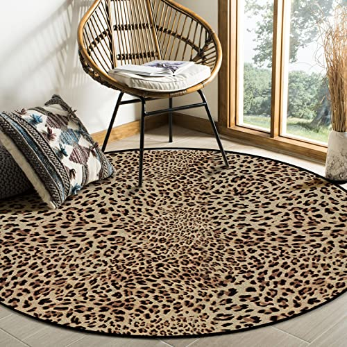 SRTJURFG Teppiche Modern Designer Runden Groß Sexy Leopard für Wohnzimmer Kinderteppiche Flauschige Runden Groß Schutzmatten ø 80CM