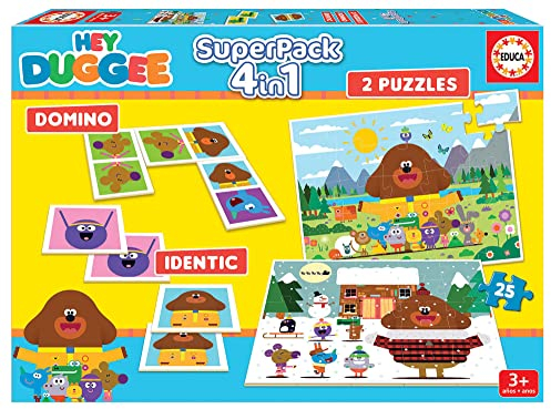 Educa - Hey Duggee Superpack 4in1, inkl. Domino, Memo Spiel und 2 Puzzles, für Kinder ab 3 Jahren (19395)