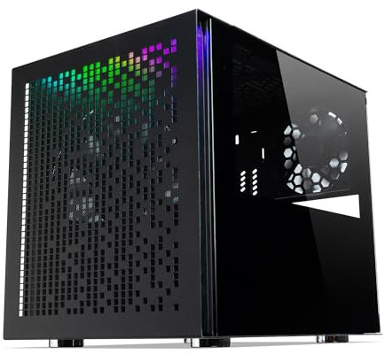 TECWARE Quad RGB TG mATX/mITX Gaming & B2B Cube Chassis Schwarz w/1 x 200 mm PWM & 1 x 120 mm PWM