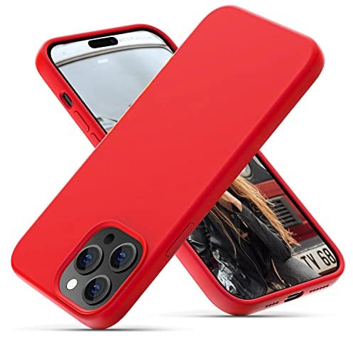 OitiYaa Silicone Case Compatible with iPhone 14 Pro Max Case 6.7 Inch, Soft Ultra Slim Protective Shockproof Liquid Silicone Phone Case with Anti-Scratch Microfiber Lining,Red
