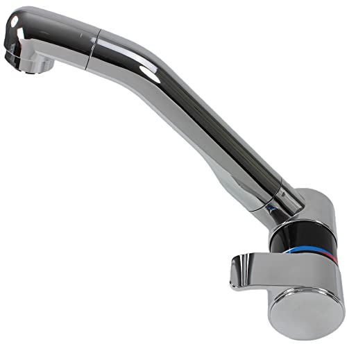 Wasserhahn Mischer Mischbatterie London/Parma + Schalter schwenkbar schwarz/Chrom