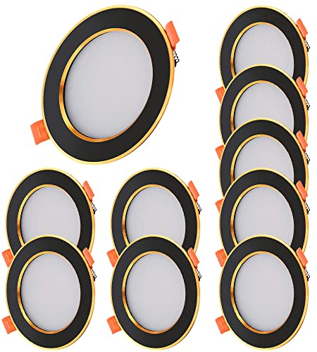 FAZRPIP 10 Stück LED-Downlight, Schallwandverkleidung, 3 W / 5 W / 7 W / 9 W LED-Panel-Licht 3000 K / 4000 K / 6000 K wählbares Tageslicht Nachrüst-Downlight CRI90 + runde schlanke Topflichter