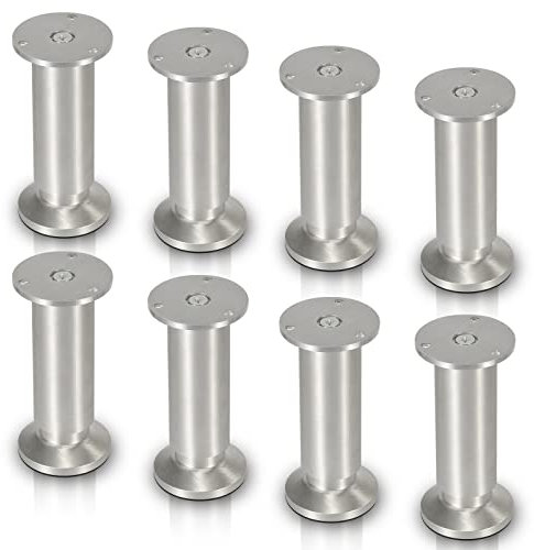 Gimisgu Aluminium Möbelfüße 8er Set,Runde Möbelfuß Sockelfuß,Höhe 200mm,Höhenverstellbar:15mm,Belastbar bis 250 Kg,Geeignet für Sofa, Bett, Nachttisch, Schrank
