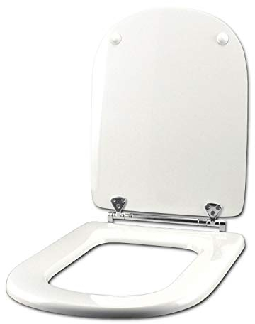 Abattant WC pour Ideal Standard CALLA BLANC I.S. avec charnière originale à tube chromé