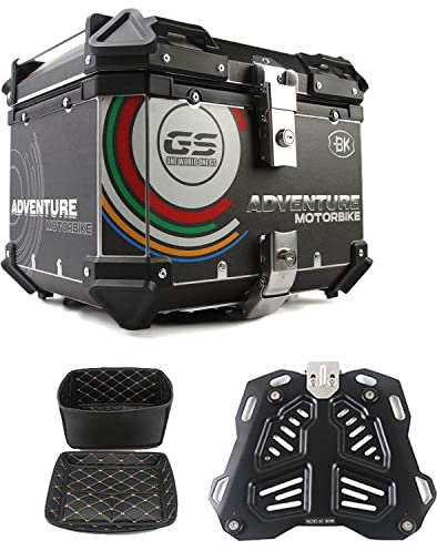 Wnanch 28L 36L 45L 55L 65L 80L 100L Top Box Motorcycle Top Case Lock Storage Carrier Case Tail Box Quick-release System Aluminum(E-36L)