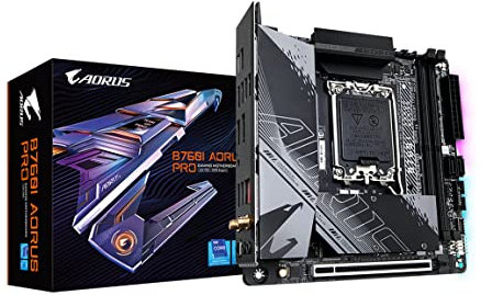 GIGABYTE B760I AORUS PRO (LGA 1700/ Intel/ B760/ Mini-ITX/ DDR5/ Dual M.2/ PCIe 4.0/ USB 3.2 Gen2X2 Type-C/WiFi 6E/ Intel 2.5GbE LAN/Q-Flash Plus/Motherboard)