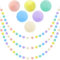 3pk Pastel Pom Pom Garland Easter Decorations Spring Home Decor Indoor Living Room Wall Classroom Xmas Tree, Cute Hanging Rainbow Colorful Felt Ball Garland Baby Shower Wedding Birthday Party Supplies