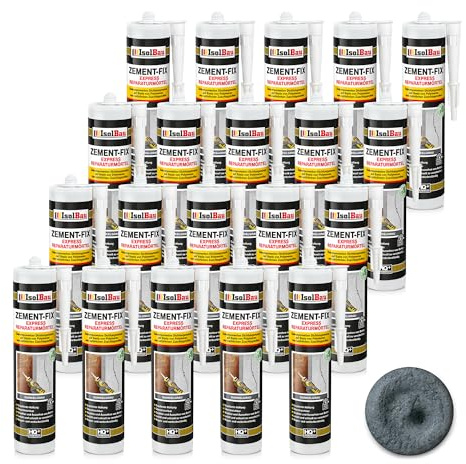 Isolbau Zement-Fix 20 x 300 ml Dunkelgrau Express Reperaturmörtel - Dichtungsmasse für Fugen & Risse im Innen- & Außenbereich, Kartusche