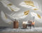 Fototapete 3D Effekt 3D Tapete Goldene Feder Fototapete Wandgemälde Vlies Wohnzimmer Schlafzimmer Flur Wanddekoration 200(W) X140(H) Cm
