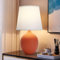 Mengjay Keramik Tischlampe Schlafzimmer Nachttisch Lichtdekoration Schreibtischleuchten,Nachttischlampe aus Stoff E27 Tischleuchte Lampenschirm für Schlafzimmer Studio Lesen (Orange)